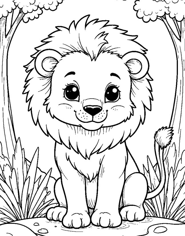 Lion’s natural habitat coloring page Lion’s natural habitat coloring page